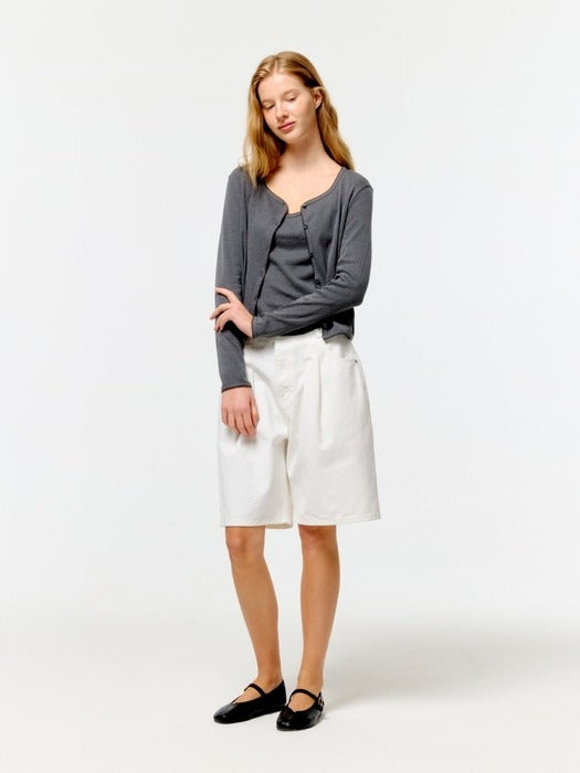 Wconcept_Depound pigment eyelet sleeveless cardigan set - charcoal