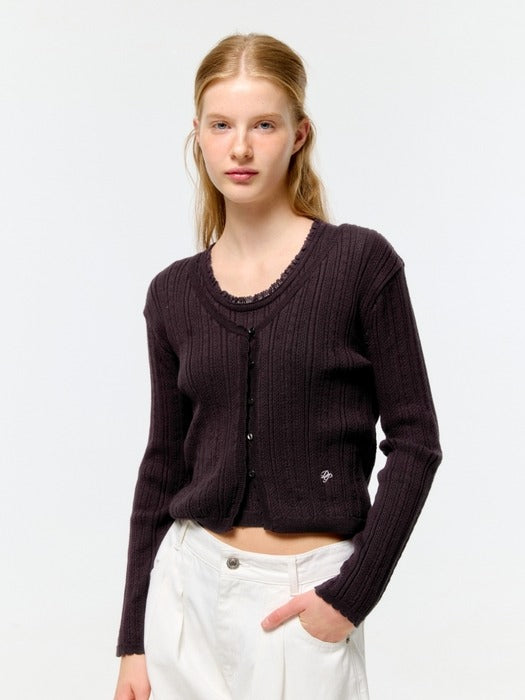 Wconcept_Depound eyelet skashi cardigan - grape