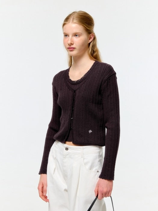 Wconcept_Depound eyelet skashi cardigan - grape