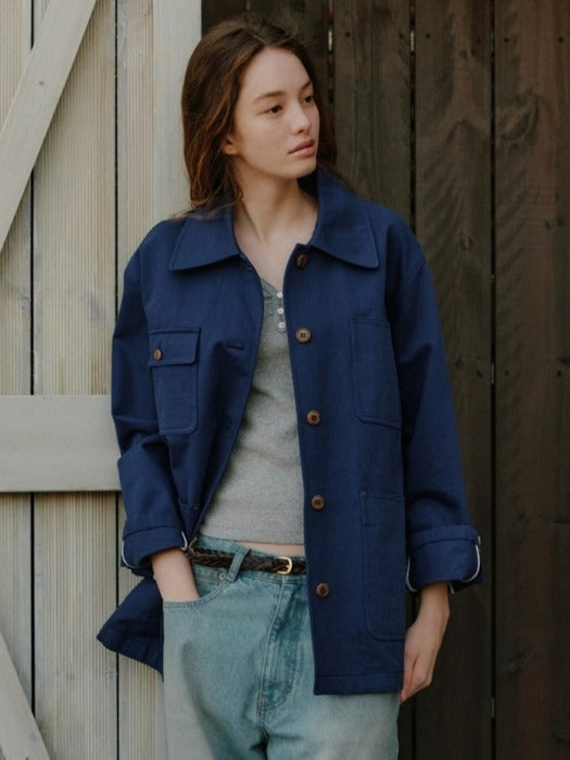 Wconcept_Depound washing cotton work jacket - blue