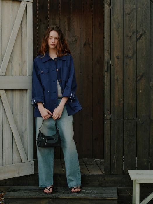 Wconcept_Depound washing cotton work jacket - blue