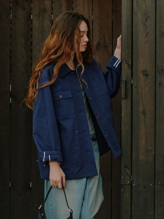 Wconcept_Depound washing cotton work jacket - blue