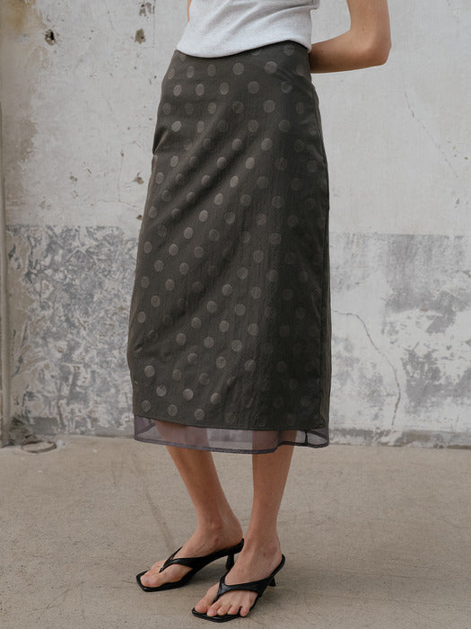 Tillidie Dot midi skirt Charcoal