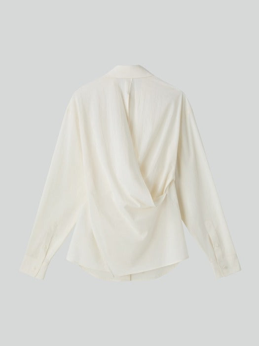 Recto Open Back Draped Shirt (Bean Ivory)