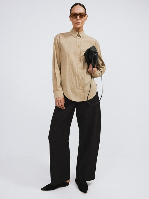Recto Open Back Draped Shirt (Khaki Beige)