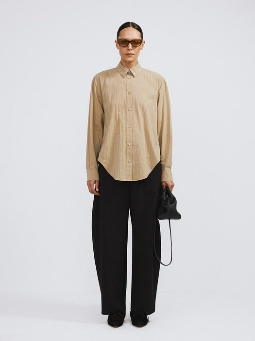 Recto Open Back Draped Shirt (Khaki Beige)