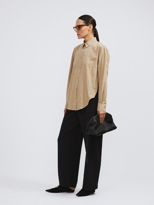 Recto Open Back Draped Shirt (Khaki Beige)