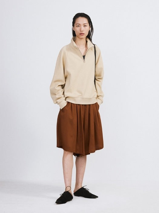 Recto Banding Wide Culotte Pants (Red Brown)