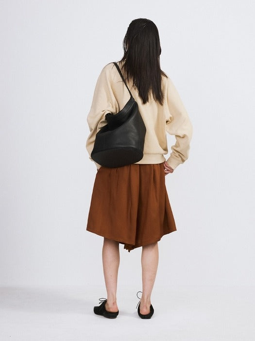 Recto Banding Wide Culotte Pants (Red Brown)