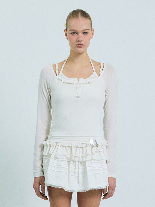 Grove 26Ss Liv Henry Neck T-Shirt (White)