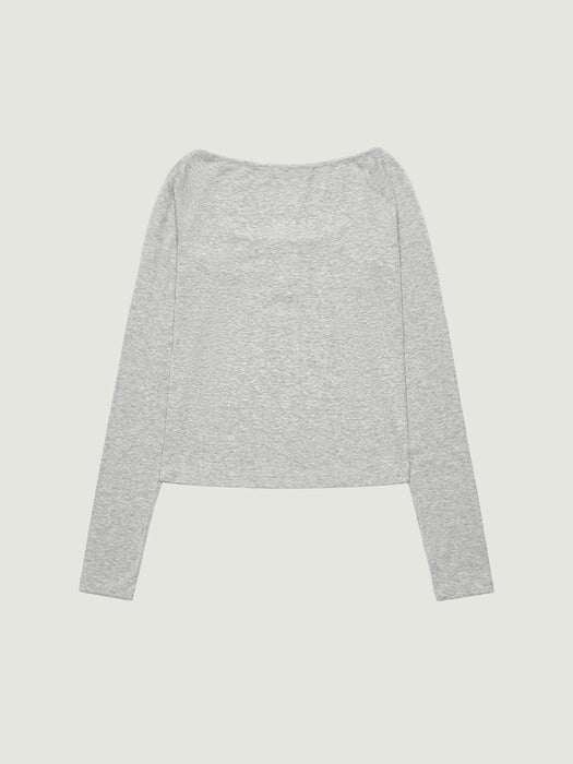 Grove 26Ss Liv Henry Neck T-Shirt (Melange Gray)