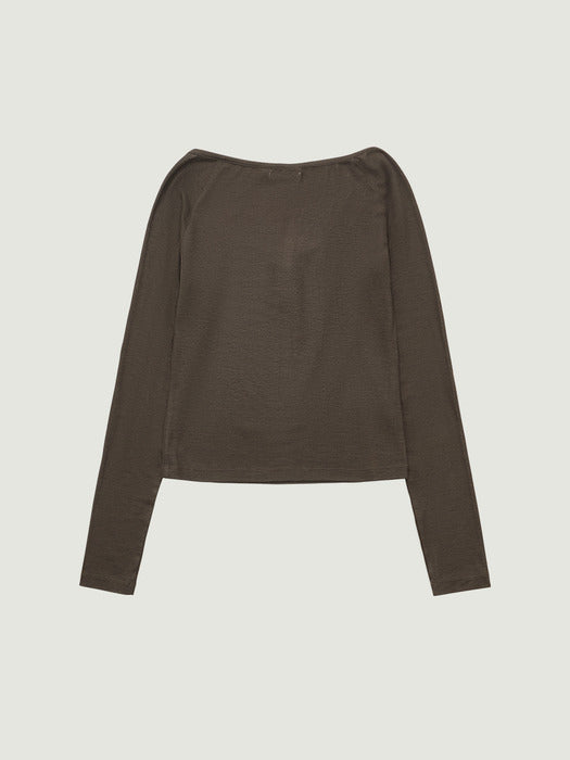 [grove] 26Ss Liv Henry Neck T-Shirt (Brown)