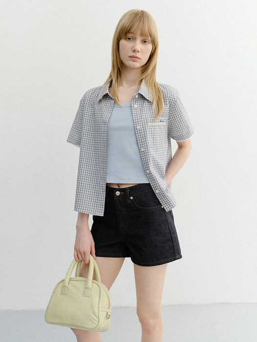 [dunst] Laced Checked Shirt Blue CHECK_UDSH6B231B2