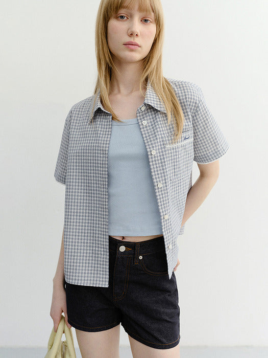[dunst] Laced Checked Shirt Blue CHECK_UDSH6B231B2