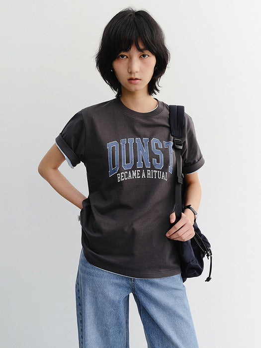 Dunst Unisex Vintage Arch Logo T-Shirt Charcoal Grey