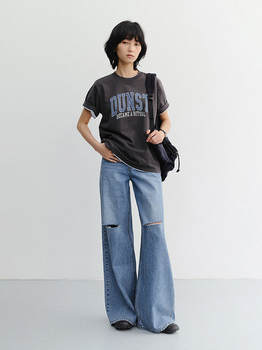 Dunst Unisex Vintage Arch Logo T-Shirt Charcoal Grey