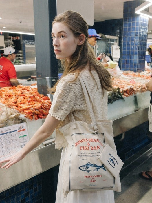 Depound fish bar graphic eco bag - natural