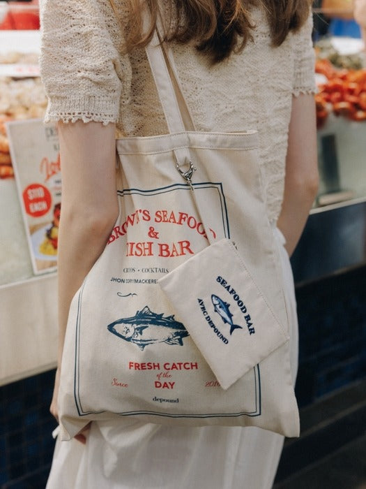 Depound fish bar graphic eco bag - natural