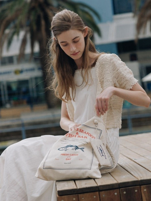 Depound fish bar graphic eco bag - natural