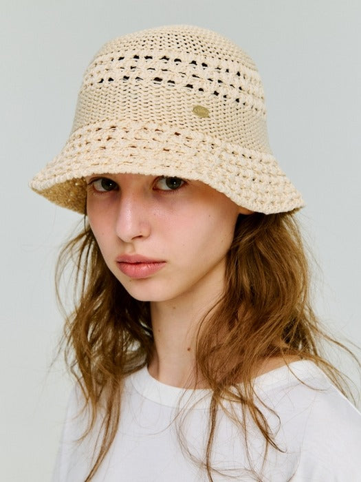 Wconcept_Depound summer crochet bucket hat - ivory
