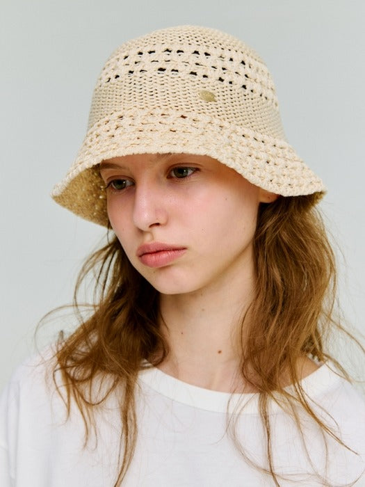 Wconcept_Depound summer crochet bucket hat - ivory