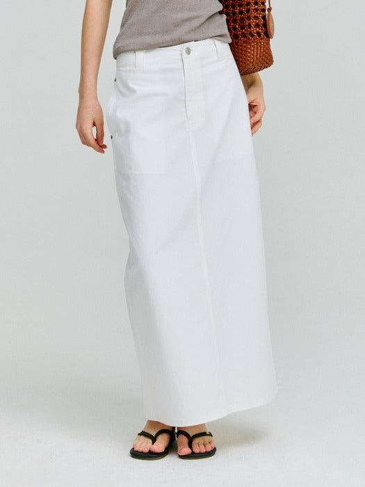 Wconcept_Depound pocket h-line long skirt - white