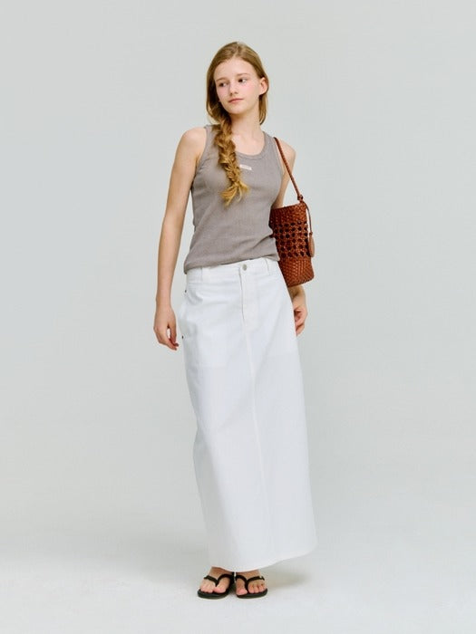 Wconcept_Depound pocket h-line long skirt - white