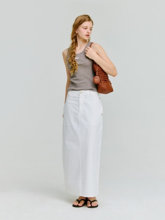 Wconcept_Depound pocket h-line long skirt - white