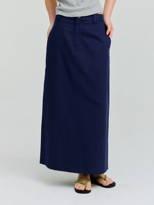 Wconcept_Depound pocket h-line long skirt - blue