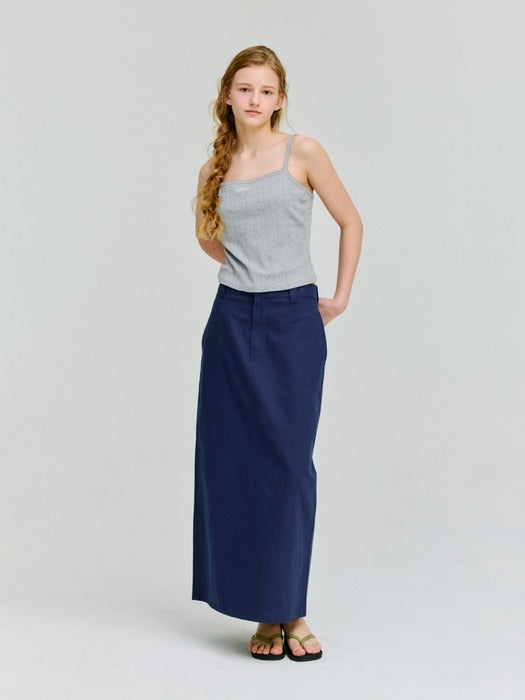Wconcept_Depound pocket h-line long skirt - blue