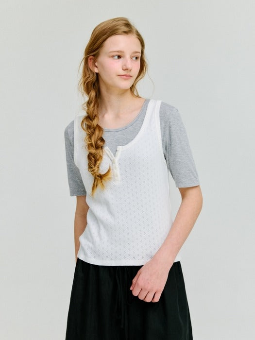 Depound henley sleeveless top - white