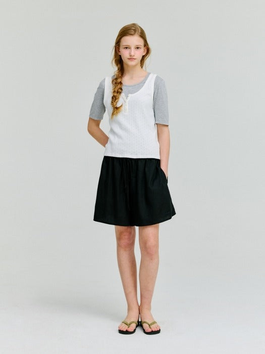 Depound henley sleeveless top - white