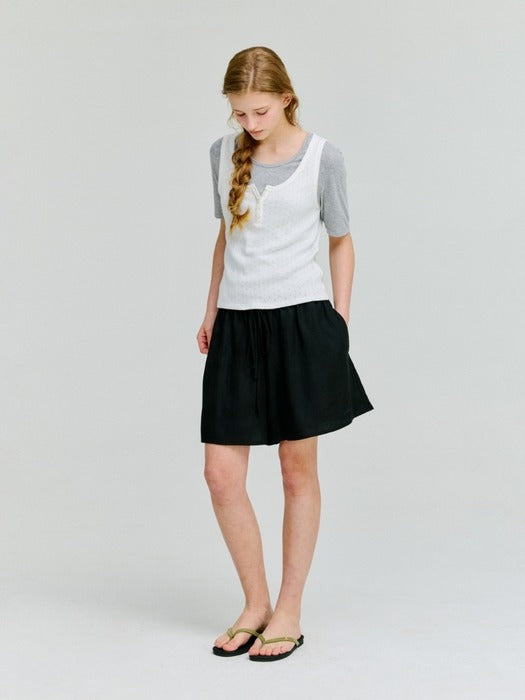 Depound henley sleeveless top - white