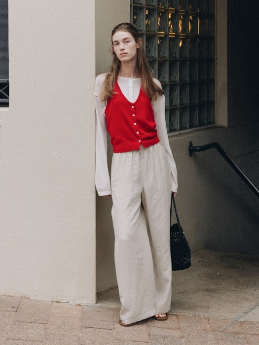 Wconcept_Depound halter knit sleeveless top - red