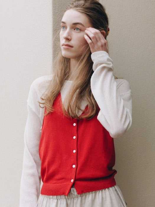 Wconcept_Depound halter knit sleeveless top - red