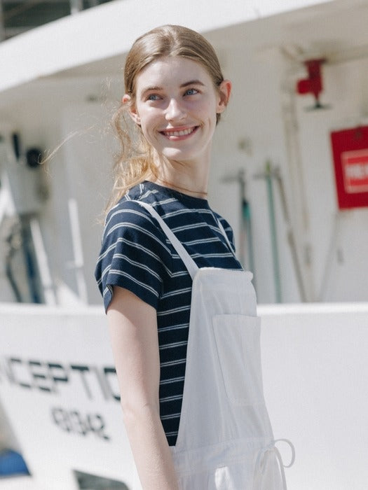 Wconcept_Depound stripe crop t-shirt - navy