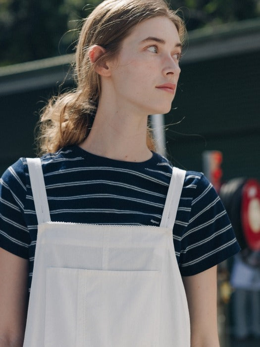 Wconcept_Depound stripe crop t-shirt - navy