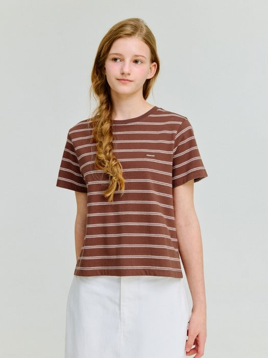 Wconcept_Depound stripe crop t-shirt - brown