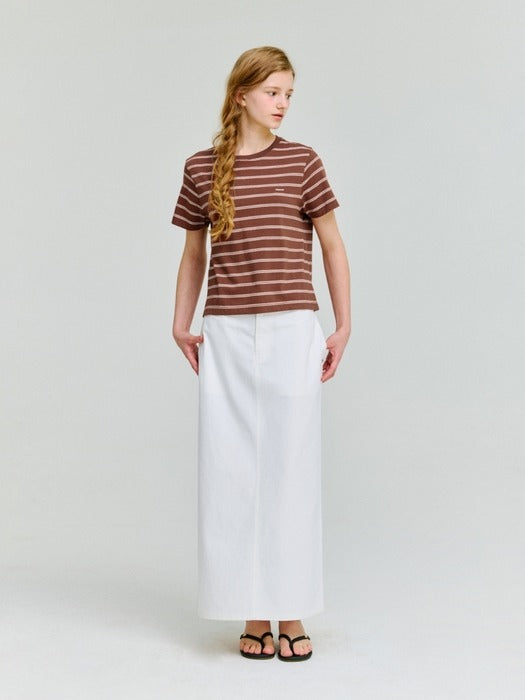 Wconcept_Depound stripe crop t-shirt - brown