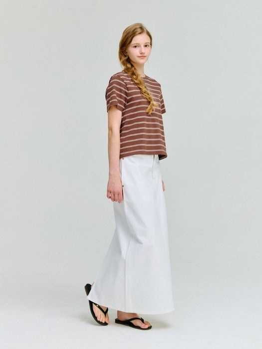 Wconcept_Depound stripe crop t-shirt - brown