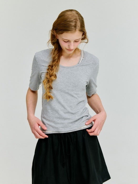 Wconcept_Depound deep u-neck t-shirt - melange grey