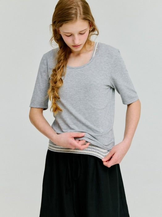 Wconcept_Depound deep u-neck t-shirt - melange grey