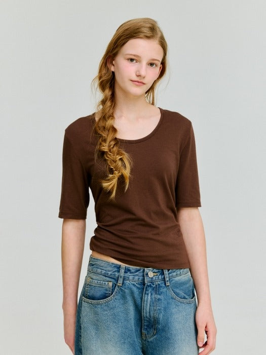 Wconcept_Depound deep u-neck t-shirt - brown