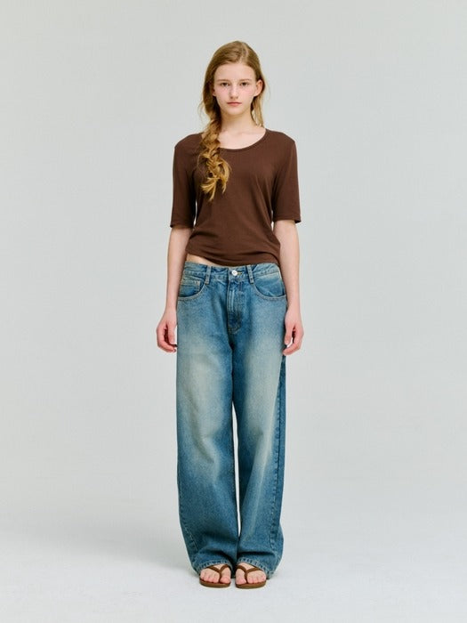 Wconcept_Depound deep u-neck t-shirt - brown