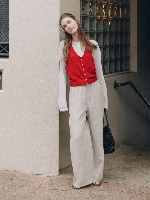 Depound skashi henley crop knit - oatmeal