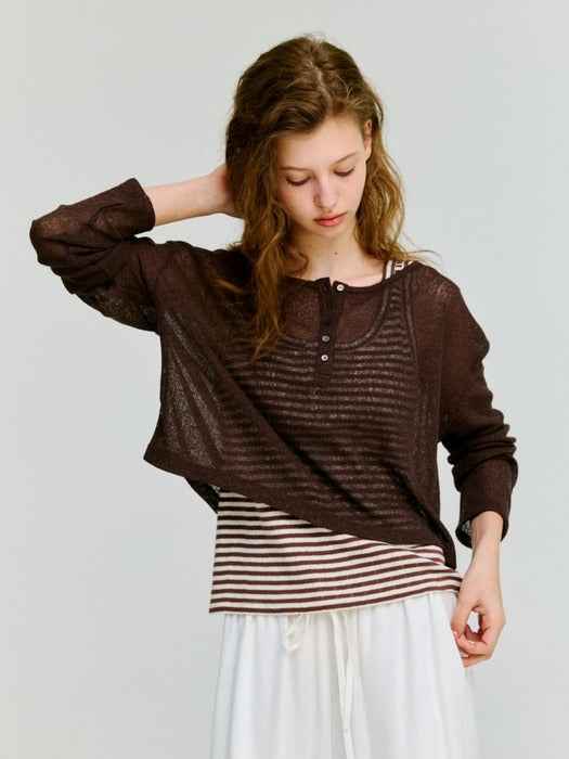 Wconcept_Depound skashi henley crop knit - brown