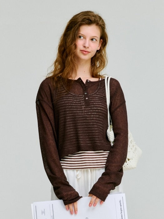 Wconcept_Depound skashi henley crop knit - brown
