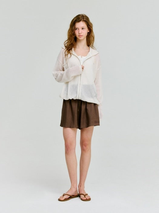 Wconcept_Depound skashi knit hooded zip-up - oatmeal