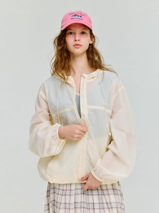 Wconcept_Depound sheer nylon hooded windbreak - butter