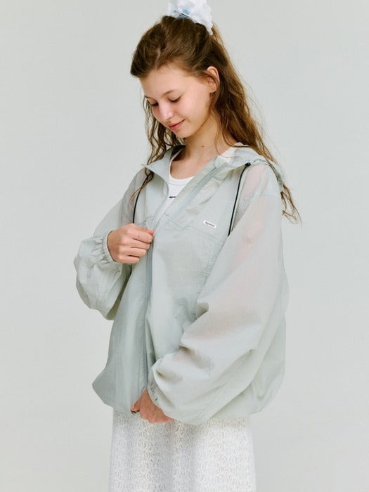 Depound sheer nylon hooded windbreak - mint
